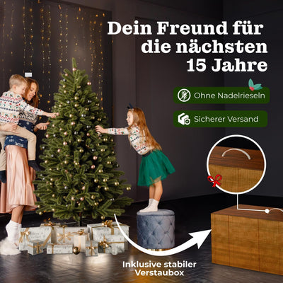 BoomDing Weihnachtsbaum mit Beleuchtung - 100% Spritzguss - 180 cm hoch mit 350 LED - naturgetreuer