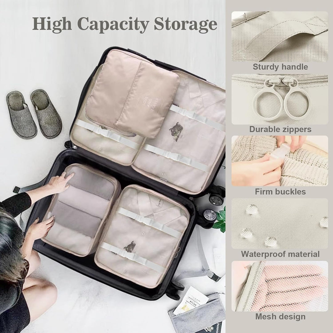 Koffer Organizer Set, 15 Stück Packing Cubes, Wasserdichte Kleidertaschen für Urlaub und Reisen, Tra
