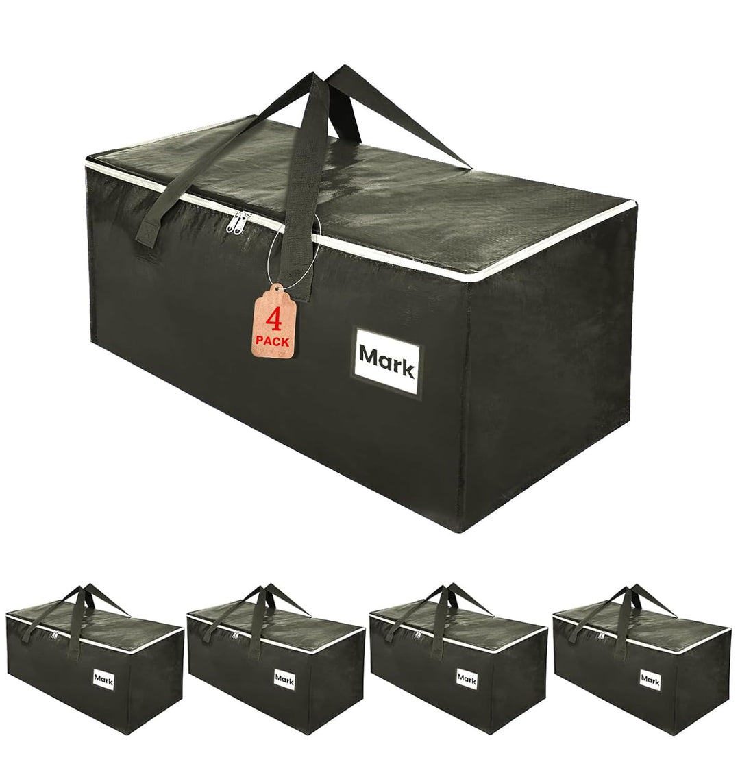 Umzugstaschen 93-Liter, 4er-Pack Aufbewahrungstaschen mit Reissverschluss, Umzugskartons Heavy Duty