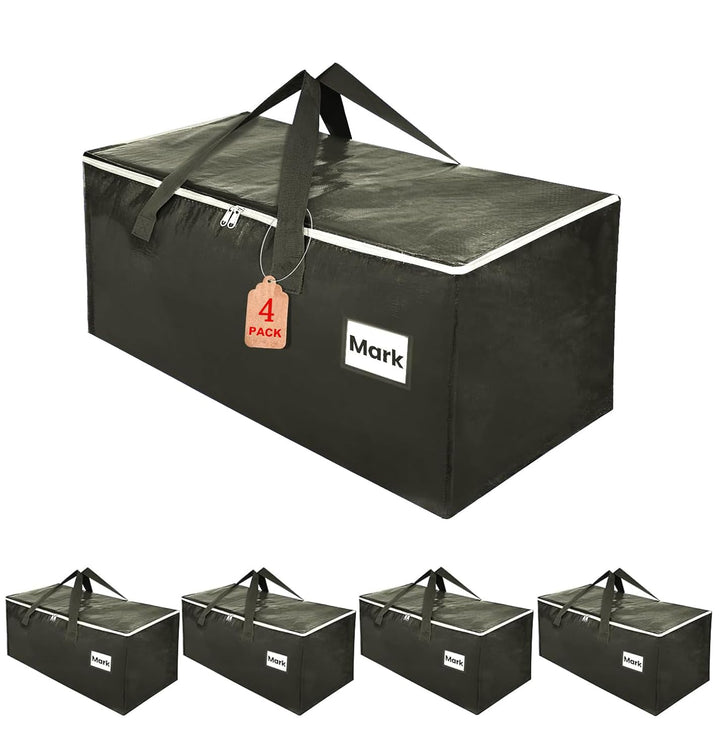 Umzugstaschen 93-Liter, 4er-Pack Aufbewahrungstaschen mit Reissverschluss, Umzugskartons Heavy Duty