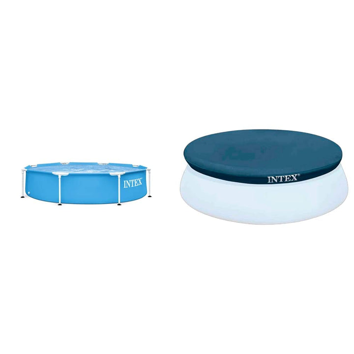 Intex Frame Pool Set Rondo Ø 244 x 51 cm, 28205NP & Easy Set Pool Cover - Poolabdeckplane - Ø 244 cm