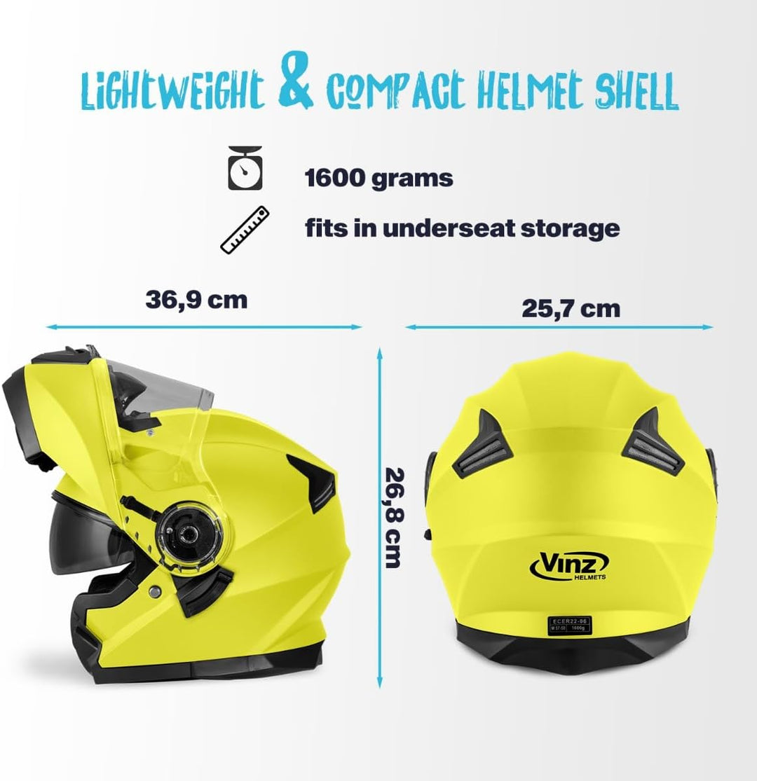 VINZ Santos Klapphelm mit Sonnenblende | ECE 22.06 & PINLOCK vorbereitet | Motorrad Helm Integralhel