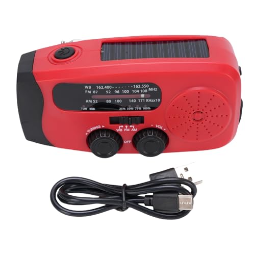 Garosa Notfall-Kurbelradio, 2000 MAh, Solar-Powerbank mit LED-Taschenlampe und NOAA-Wetterwarnung fü