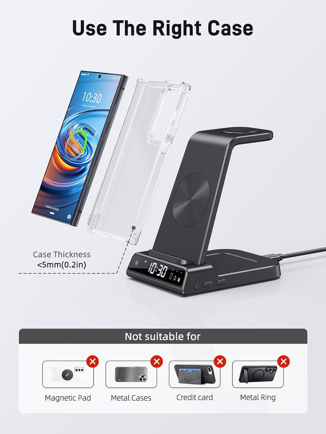 Wireless Charger für Samsung Galaxy S24 Ultra, Induktive ladestation für Samsung Watch 6, 3 in 1 lad