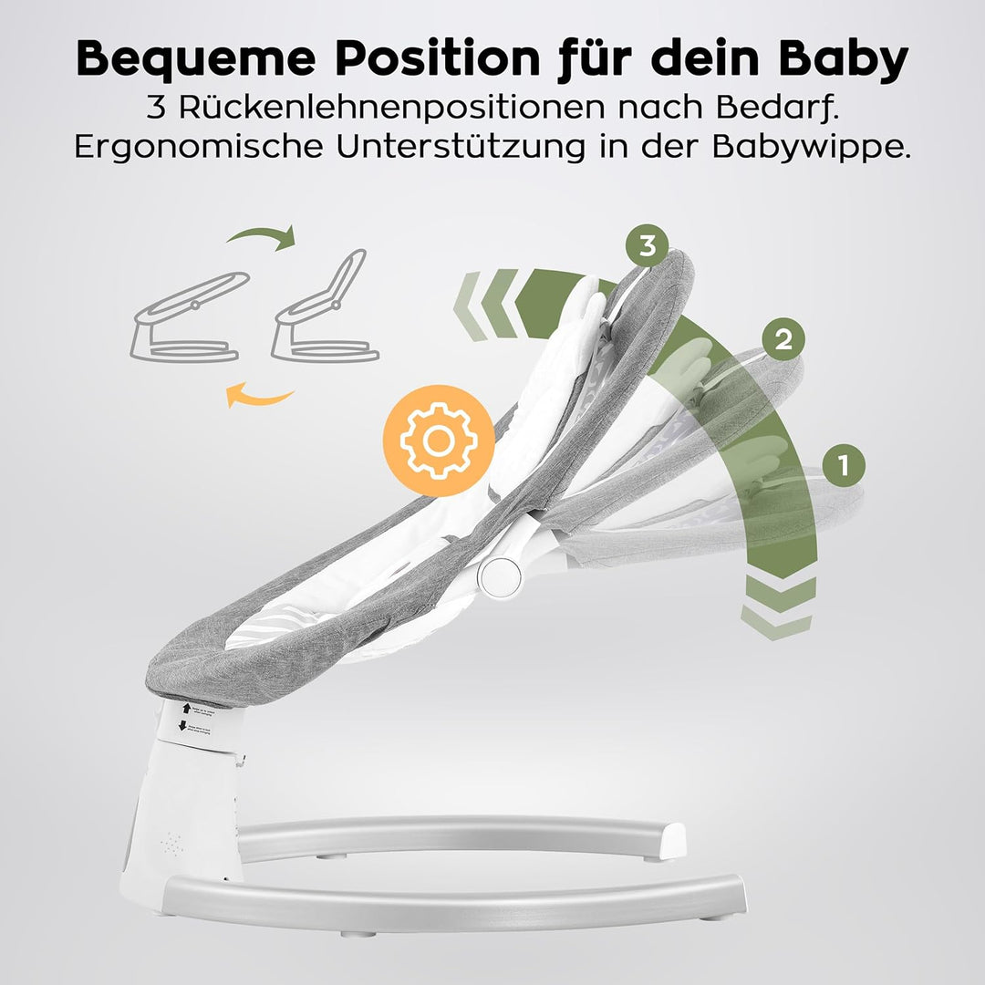 Tulano Astrid 35 | Elektrische Babywippe mit Schaukel- und Timerfunktion | 5 Schaukelgeschwindigkeit
