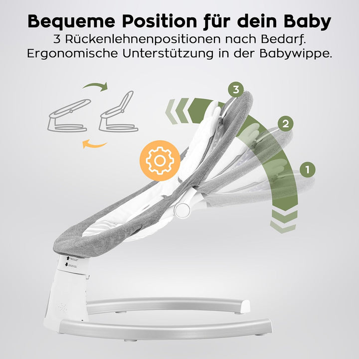 Tulano Astrid 35 | Elektrische Babywippe mit Schaukel- und Timerfunktion | 5 Schaukelgeschwindigkeit
