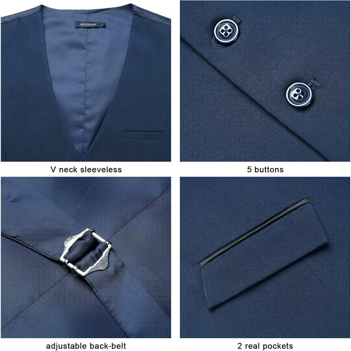 HISDERN Anzugweste für Herren Elegant Hochzeit Weste Klassische Einfarbig Casual Businessweste Forme