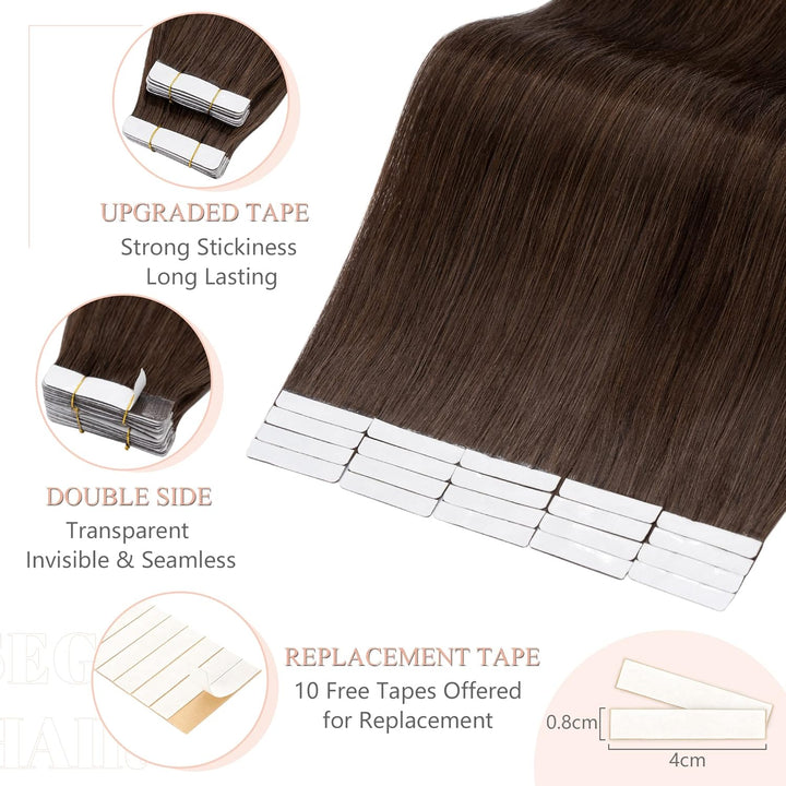 SEGO Echthaar Tape in Extensions Haarverlängerung Invisible Seamless Haarteile Skin Weft Menschenhaa