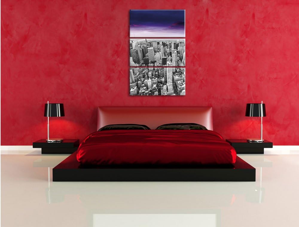 Pixxprint Skyline von New York am späten Abend als Leinwandbild/Grösse: 3 Teilig (120x80) cm/Wandbil