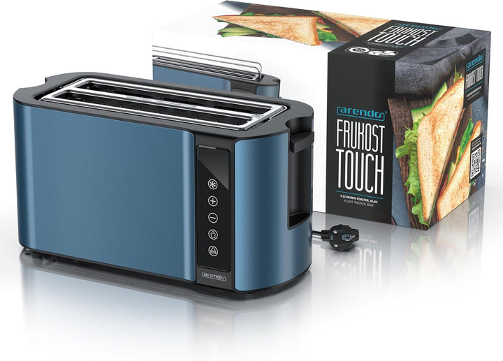 Arendo - Edelstahl Toaster Langschlitz 4 Scheiben- Touchscreen – Doppelwandgehäuse – Integrierter Br