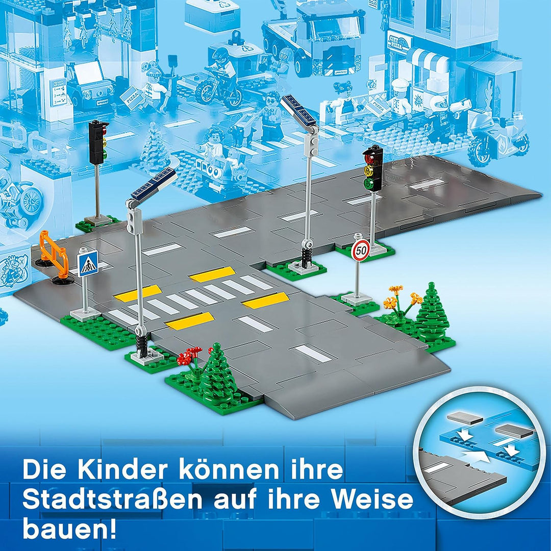 LEGO City Strassenkreuzung mit Ampeln, Bauset mit im Dunkeln leuchtenden Steinen 60304 & City Burger