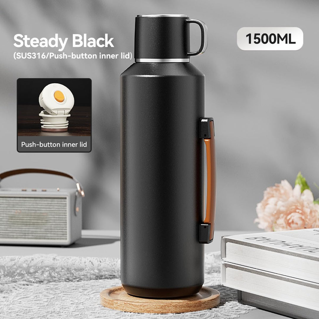 Simcat 1500ml Thermoskanne Thermosflasche 316 Edelstahl, Edelstahl Trinkflasche (hält 24 Stunden), T