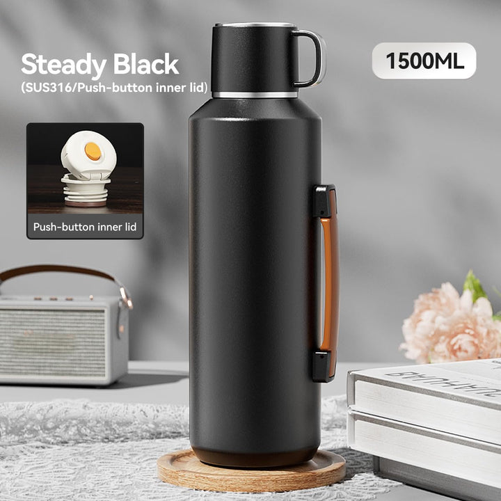 Simcat 1500ml Thermoskanne Thermosflasche 316 Edelstahl, Edelstahl Trinkflasche (hält 24 Stunden), T