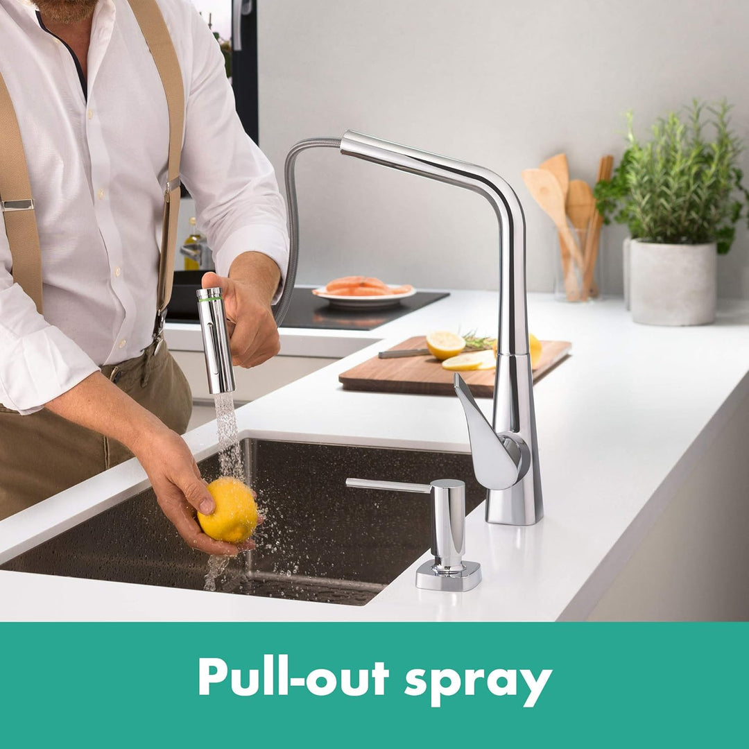 hansgrohe Küchenarmatur Metris Select mit Schlauchbox (Wasserhahn Küche 110°/150° schwenkbar, hoher