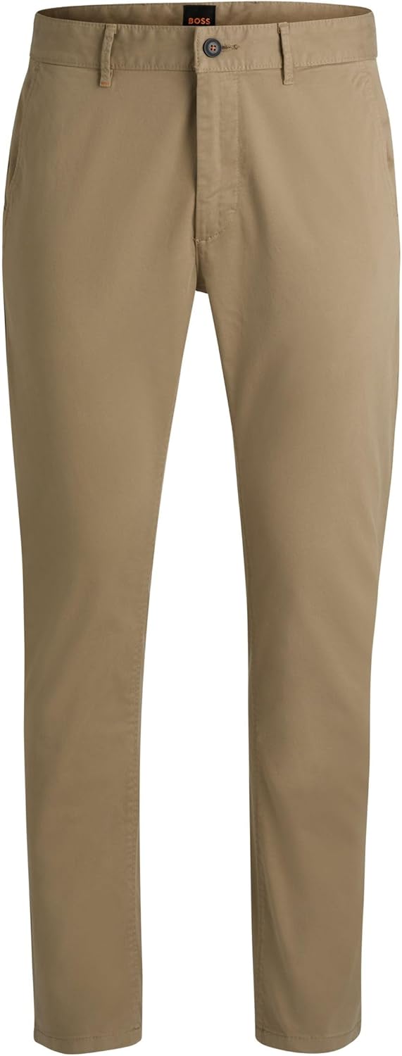 BOSS Herren Schino-Slim D Slim-Fit Hose aus elastischem Baumwoll-Satin 31W / 32L Light/Pastel Brown2
