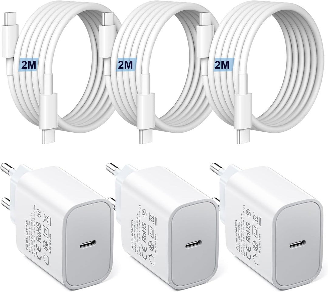 3er-Pack USB C 25W Ladegerät Ladekabel, Schnellladegerät PD3.0 Stecker Typ C Handy Netzteil Wand-Lad
