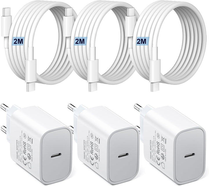 3er-Pack USB C 25W Ladegerät Ladekabel, Schnellladegerät PD3.0 Stecker Typ C Handy Netzteil Wand-Lad