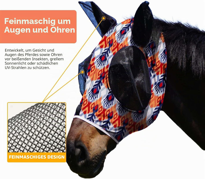 Harrison Howard Super Comfort Stretchy Fly Mask Large Eye Space with UV Protection Soft on Skin with