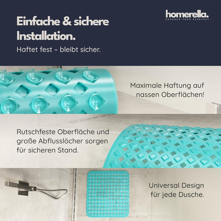 homerella© Duschmatte rutschfest 53x53cm, INKL. AUFHÄNGUNG, Antirutschmatte Dusche, schimmelresisten