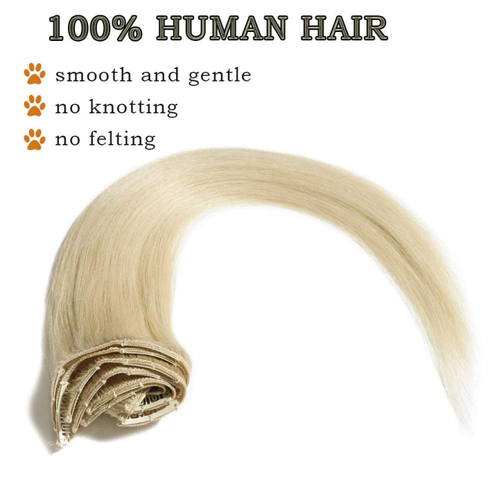 SEGO Extensions Clip in Echthaar Echthaar 8 Pcs Haarverlängerung Haarteil natürliches glatt Remy Haa