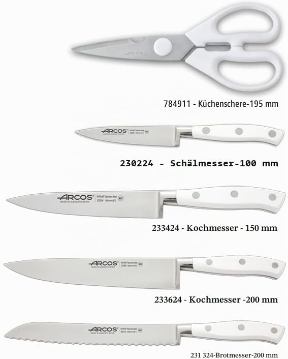ARCOS Messer-Set Geschmiedet 5-teilig - Edelstahl Nitrum, Ergonomischer Griff aus Polyoxymethylen PO