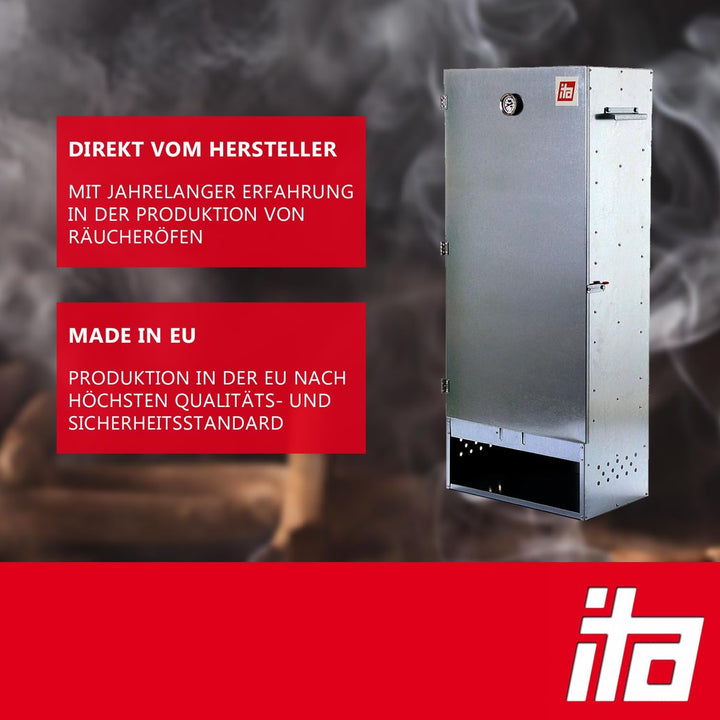 ITA Elektrischer Räucherofen 7003 - Premium XL Räucherschrank 111 cm mit Elektroheizung - Legierter