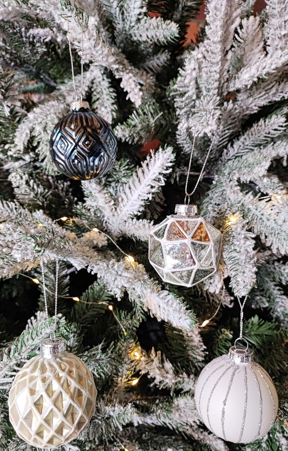 MC-Trend 12er Set edle Luxus Glas Weihnachtskugeln Ø 6cm Weihnachtsbaum Kugeln Christbaumkugeln Weih