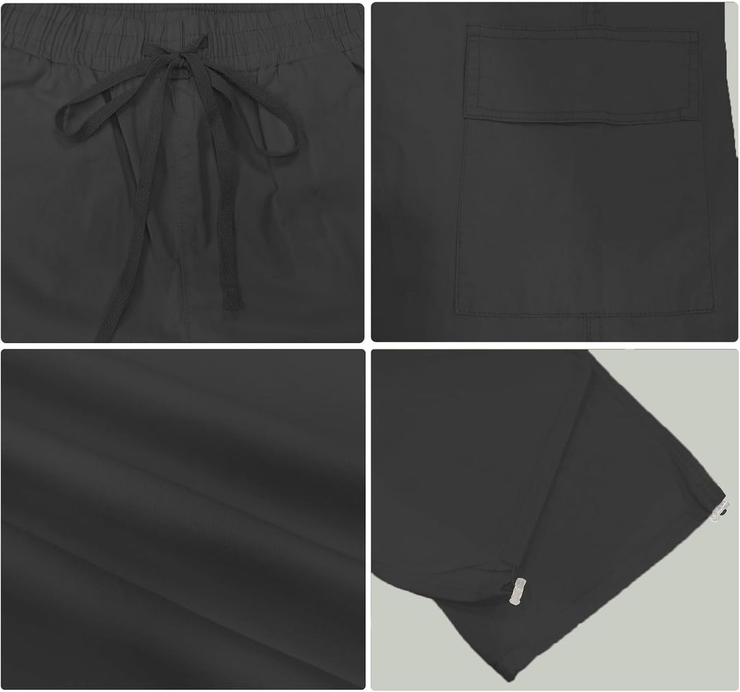HVEPUO Hosen Damen Sommerhose Damen Leicht High Waist Hose Baumwollhose Freizeithose S D-schwarz, S