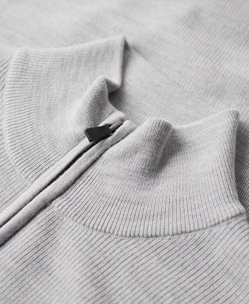 Superdry Herren Merino-Pullover mit halblangem Reissverschluss Mittel Meliert XL