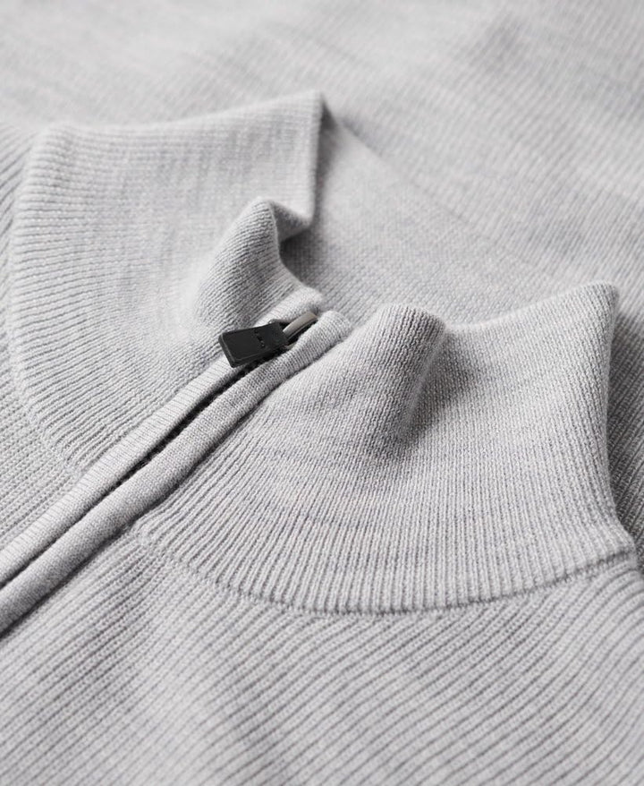 Superdry Herren Merino-Pullover mit halblangem Reissverschluss Mittel Meliert XL
