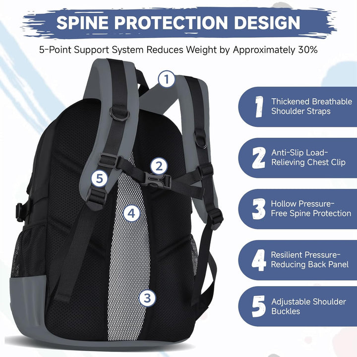 Amythe Schulrucksack Jungen Teenager, Rucksack Schule Gymnasium Oberstufe Schulranzen mit Reflektore