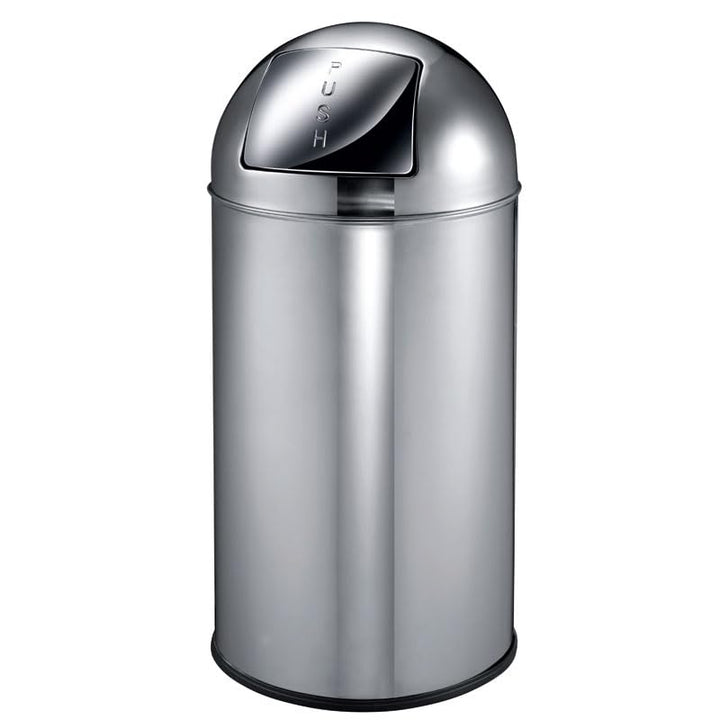 PROREGAL Abfallbehälter mit Pushdeckel & Inneneimer aus Metall | 40 Liter, HxBxT 74x34x34cm | Edelst
