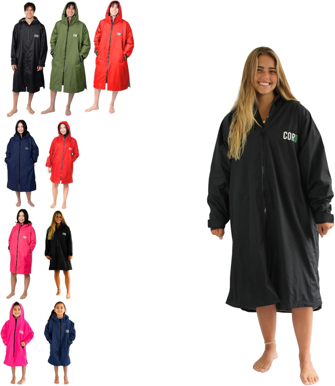 COR Surf Schwimm-Parka, schwere, warme Surfjacke für Herren, Damen, grosse Kinder, wasserabweisendes