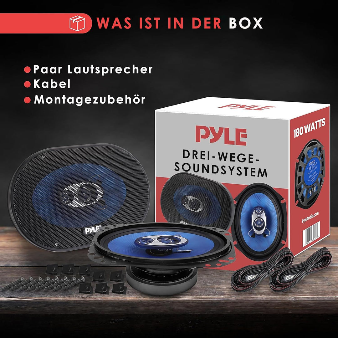 Pyle Auto Lautsprecher 6x8 Zoll 3 Wege Set 360W - Einbaulautsprecher Auto Kfz Lautsprecher mit Hocht