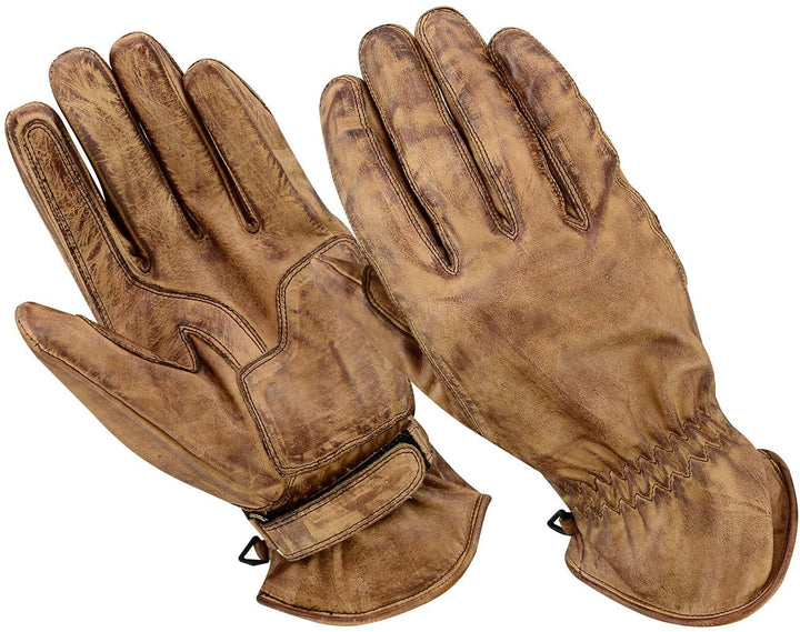 BOSMOTO Herren Retro Vintage Custom Sommer Motorradhandschuhe (XL, Wachs Braun) XL Wachs Braun, XL W