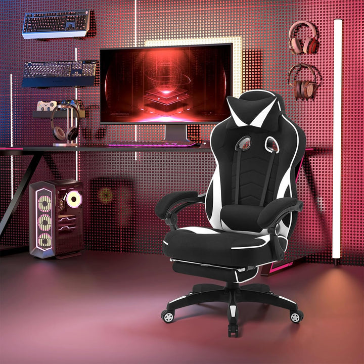WOLTU Gaming Stuhl Racing Stuhl Bürostuhl Chefsessel Schreibtischstuhl Sportsitz mit Kopfstütze und