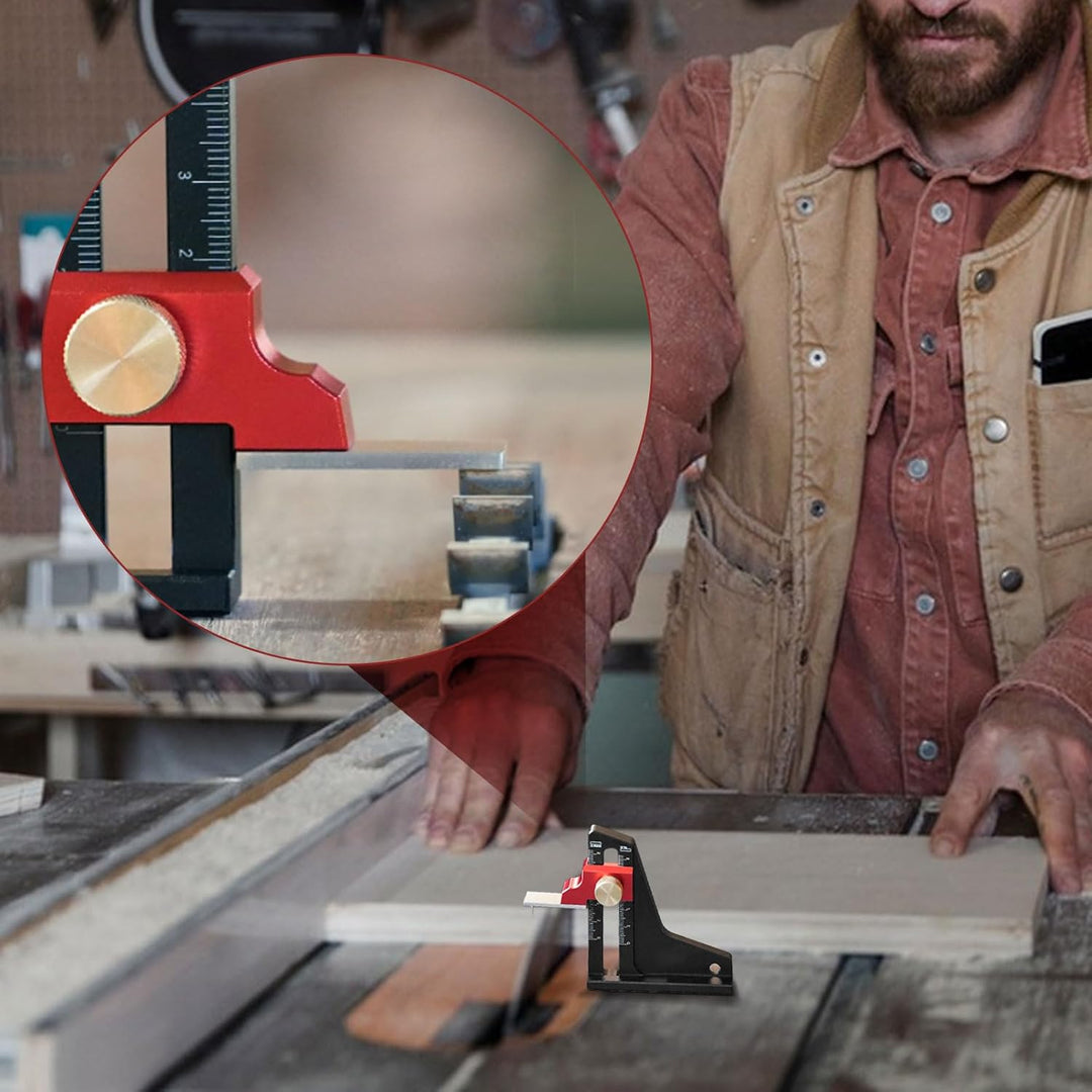 Tiefe Höhe Sägelehre Tischsäge Tiefe-Höhe Messgerät Aluminiumlegierung Höhenmesser für Tischler Holz