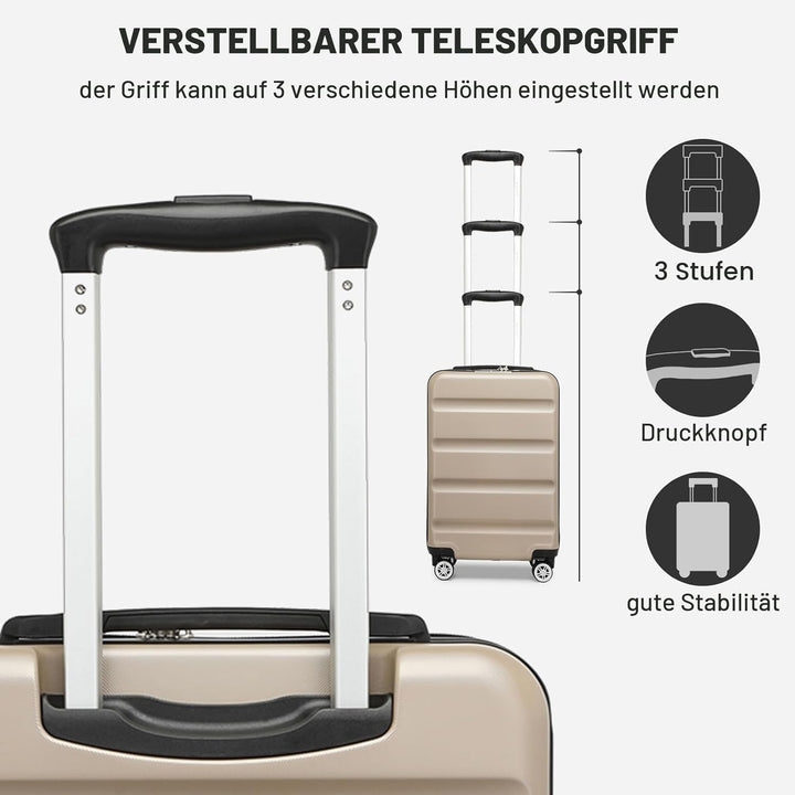 KONO Koffer Trolley Handgepäck Kabinenkoffer Leichte Hartschalengepäck mit TSA-Schloss und doppelte