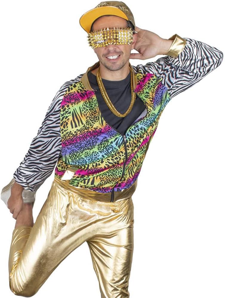 Funny Fashion Herren Kostüm 80er 90er Jahre Jacke Blouson Rapper Hip Hop Pimp bunt Karneval (48/50)