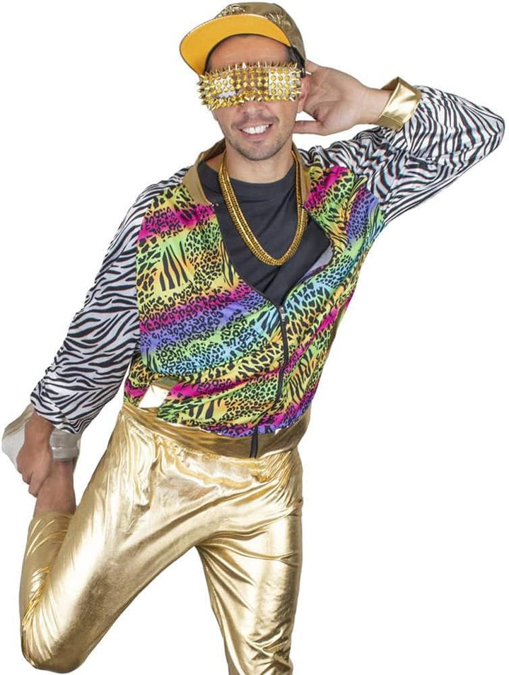 Funny Fashion Herren Kostüm 80er 90er Jahre Jacke Blouson Rapper Hip Hop Pimp bunt Karneval (48/50)