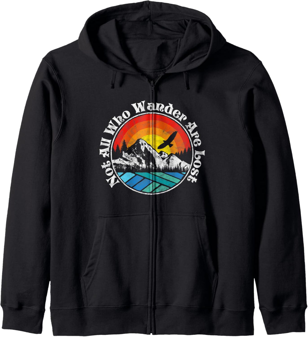 Not All Who Wander Are Lost Retro Mountains Nature Graphic Kapuzenjacke