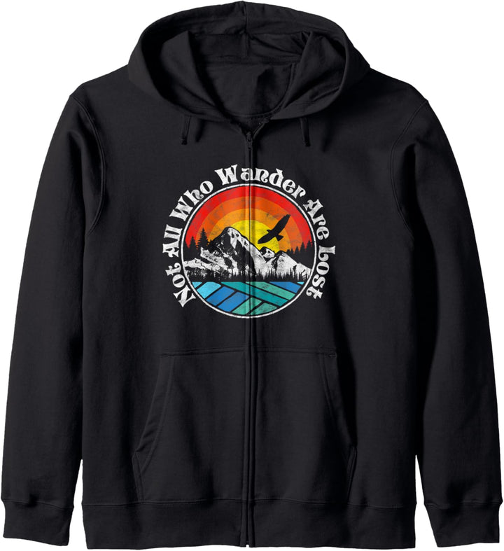 Not All Who Wander Are Lost Retro Mountains Nature Graphic Kapuzenjacke