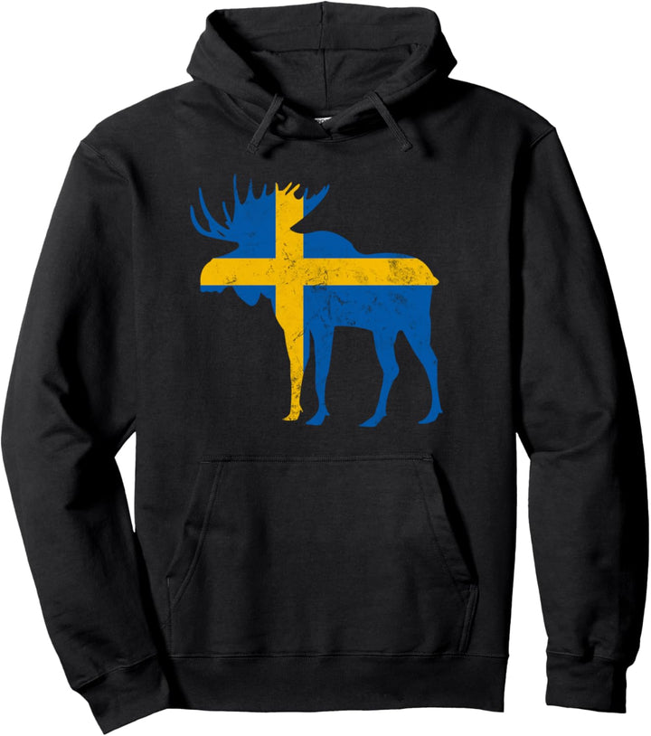 Schweden Elch mit Flagge Skandinavien Urlaub Pullover Hoodie