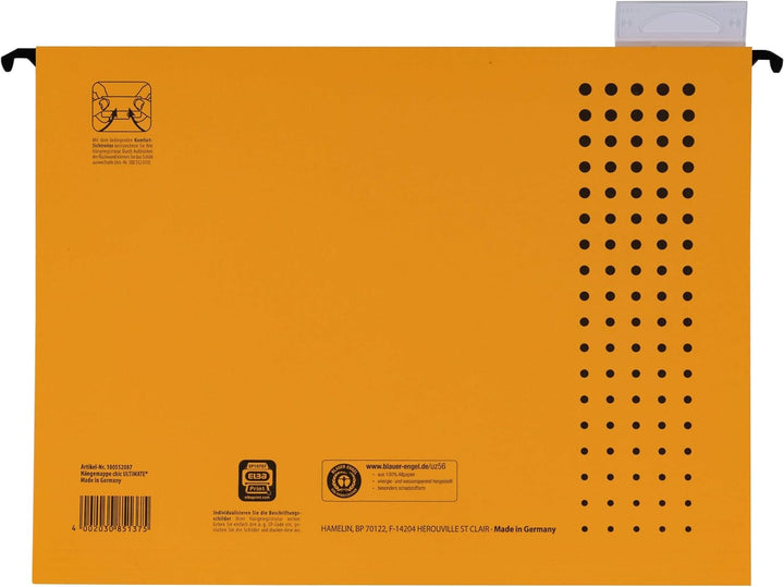 ELBA Hängemappe chic für A4, aus Karton, seitlich offen, gelb, 25er Pack Hängemappe gelb 25 Stück, H