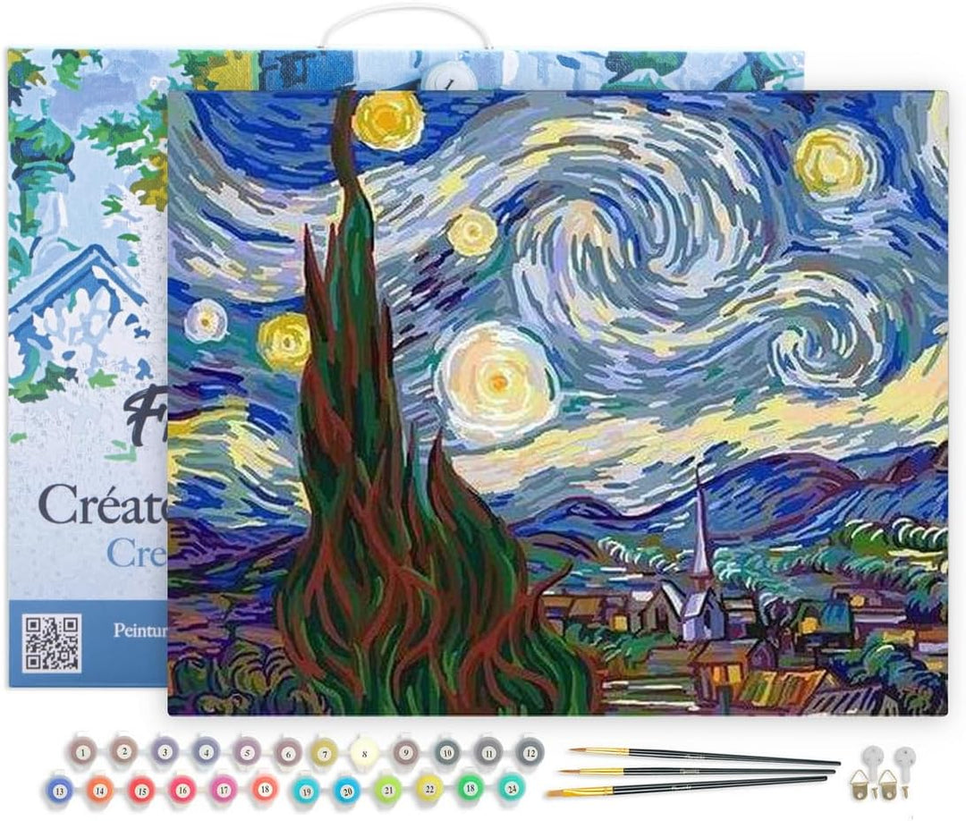 Figured'Art Malen Nach Zahlen Erwachsene Mit Rahmen Van Gogh Sternennacht - Paint by Numbers Basteln