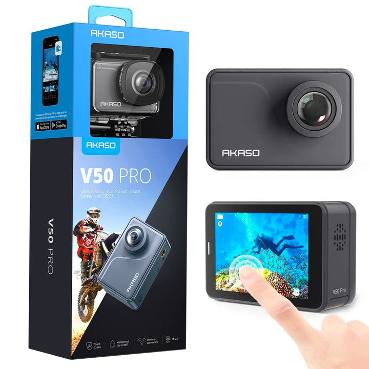 AKASO Action Cam 4K 30FPS Action Kamera 20MP WiFi mit Touchscreen EIS 40M unterwasserkamera mit Spra