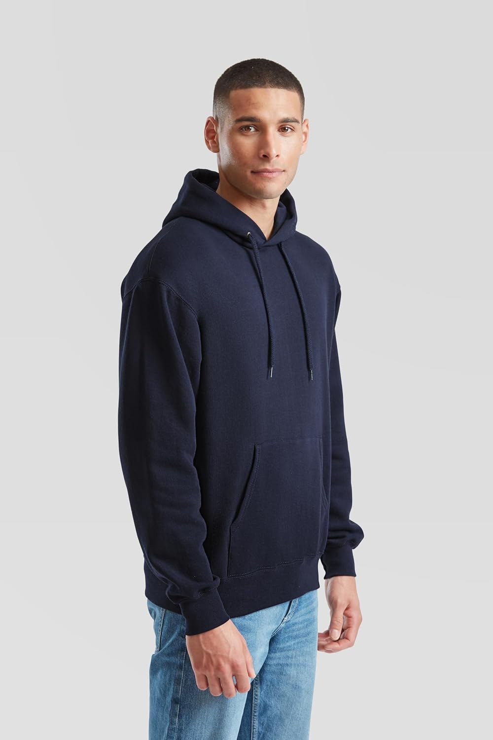 Fruit of the Loom Herren Kapuzenpullover S Deep Navy + Gratis Myshirt Stoffbeutel, S Deep Navy + Gra