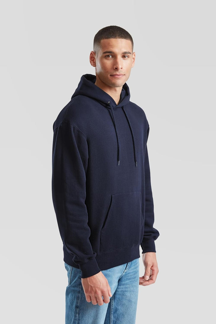 Fruit of the Loom Herren Kapuzenpullover S Deep Navy + Gratis Myshirt Stoffbeutel, S Deep Navy + Gra