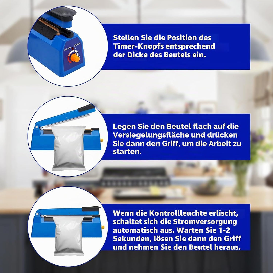 Heisssiegelgerät, 200mm Folienschweissgerät, Bag Sealer, Mini Folienschweissgerät, Plastiktüten Tüte