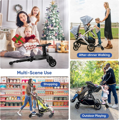 Mevip Buggy Board mit Sitz, Trittbrett Mitfahrbrett universal, Kinderwagen Board mit Kinderwagen Org